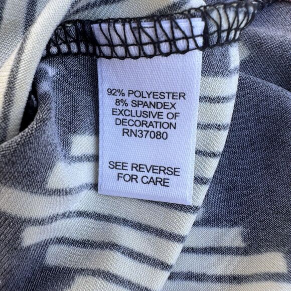 Cato Blouse Sz 14/16W Colorful Chevron Keyhole Tie Waist Artsy Office Casual - Picture 5 of 14